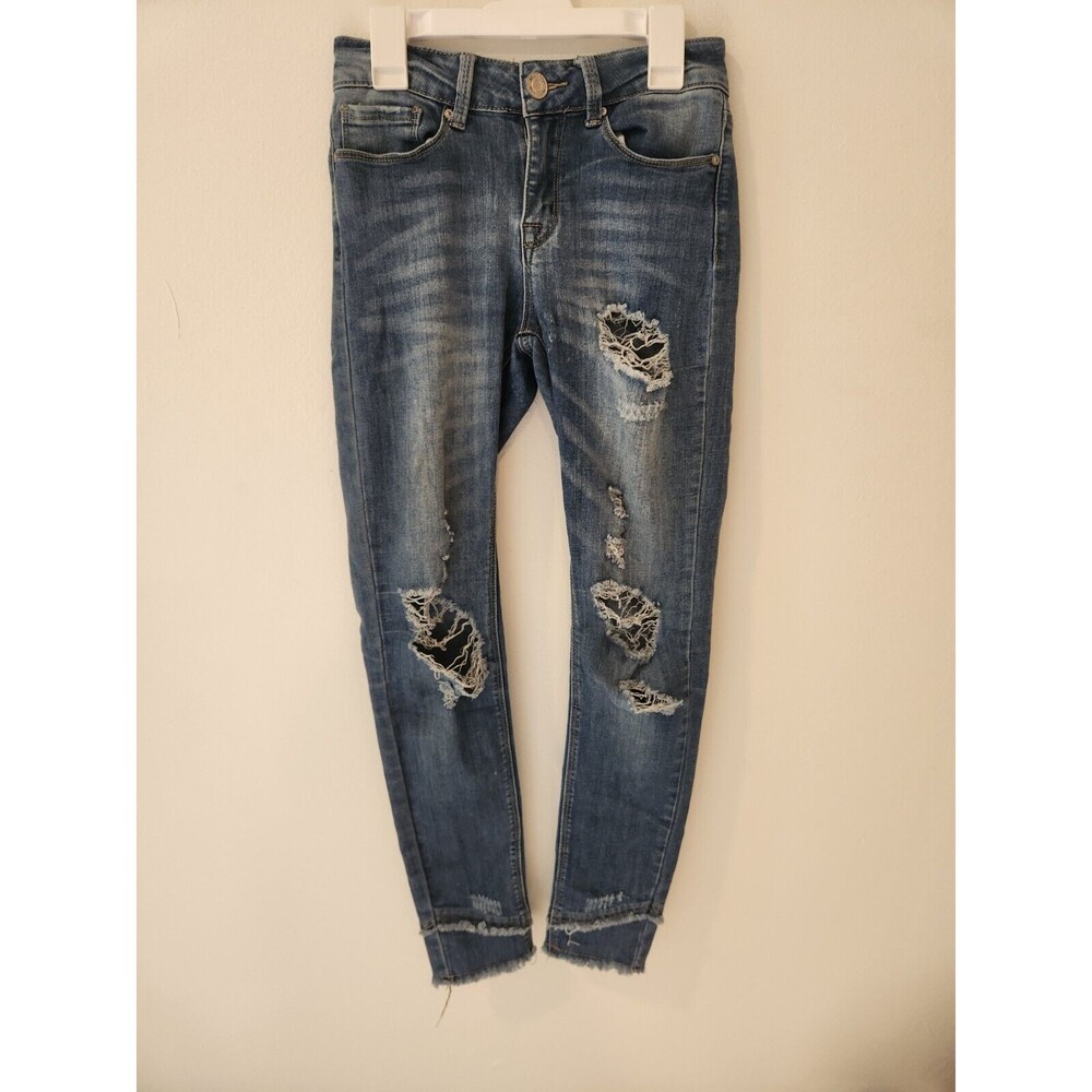 indigo rein jeans womens 3 distressed blue muffin topper